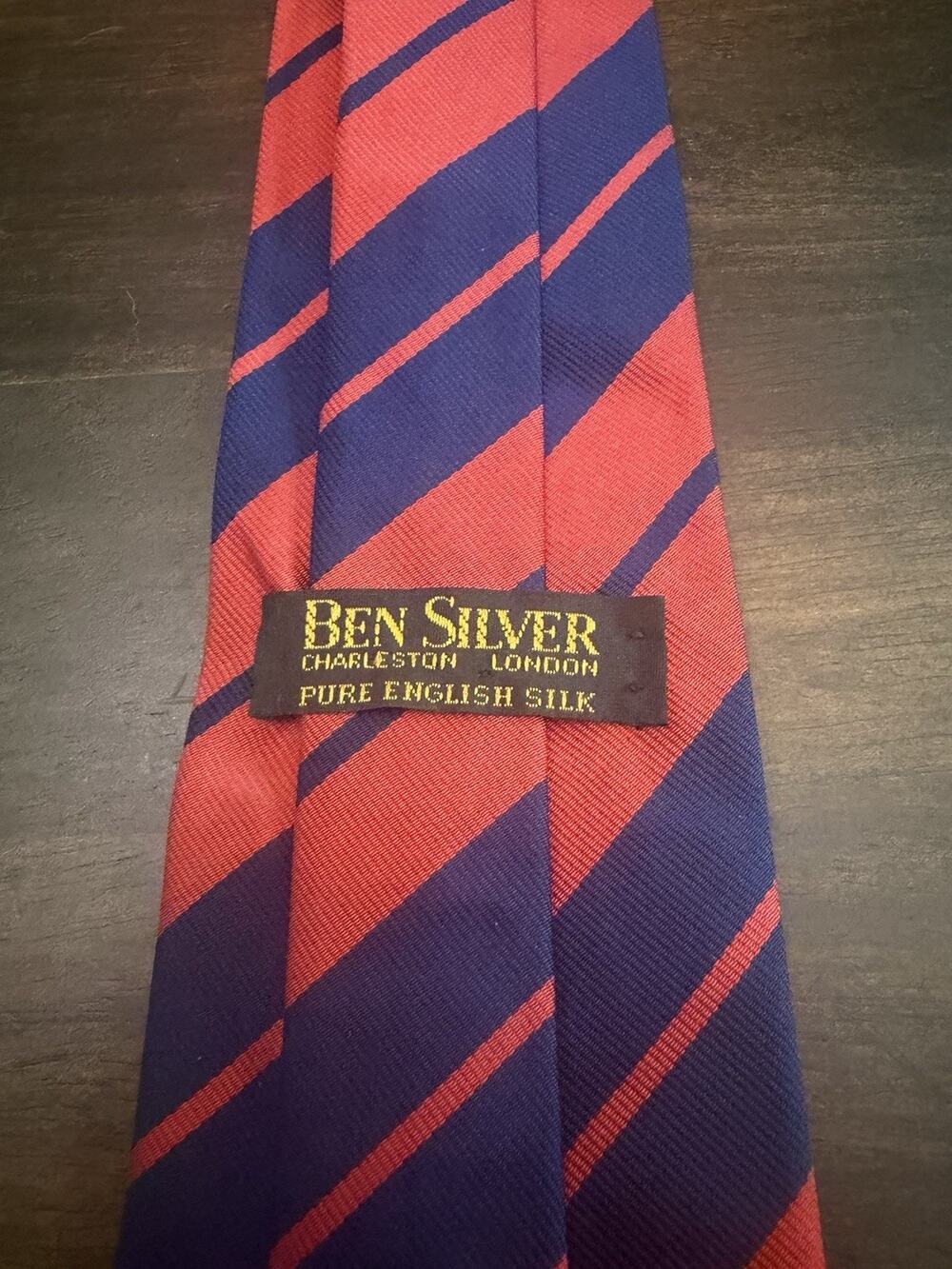 Vintage Ben Silver Charleston Regimental Repp Tie 3.25” X 54 Ivy Trad English